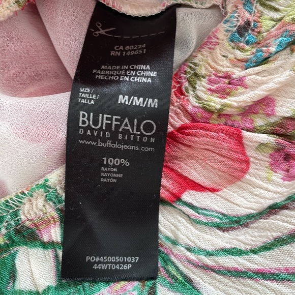 Buffalo David Bitton Squareneck Floral Cropped Blouse Size M - Picture 4 of 6